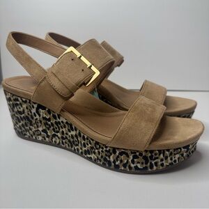 Andrew Geller Jasmine Wedge‎ Sandal Leopard Print Heel 9.5 New